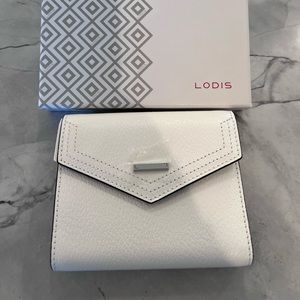 White LODIS tri-fold wallet